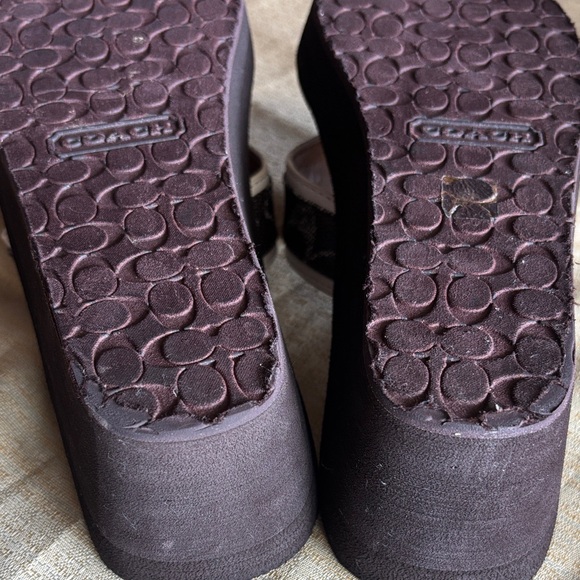 Coach Black Footbed White-Trim Logo Strap Thong Sandals - Picture 11 of 16